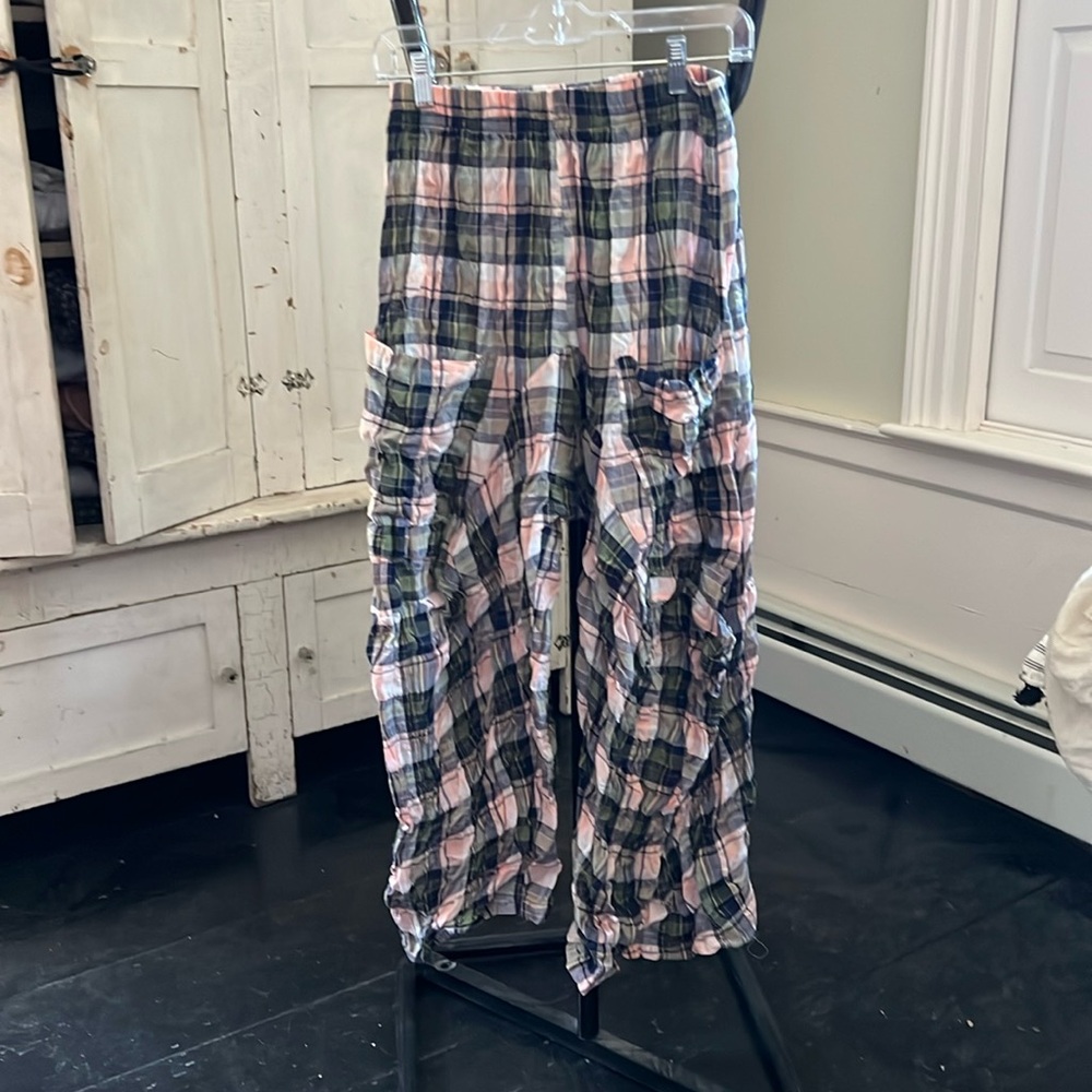 Lightweight crinkle cotton designer pants